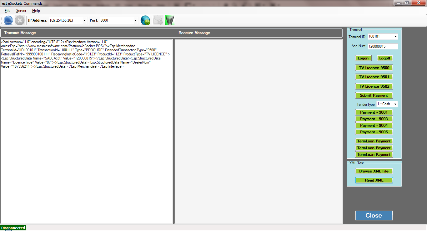 XML Command Tester